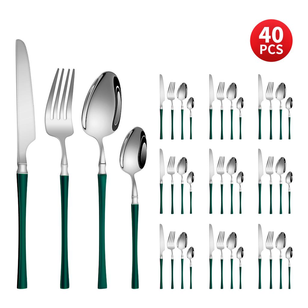 Нержавеющая сталь с небольшой талией, нож для западной еды/стейка, вилка и ложка, десертная ложка, столовые приборы, набор из 24 предметов, подарочный набор