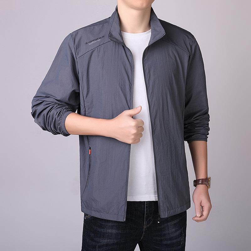 Мужская летняя куртка Ice Silk Sun Protection Jacket - быстросохнущая, дышащая, тонкая, воротник-стойка для использования на открытом воздухе