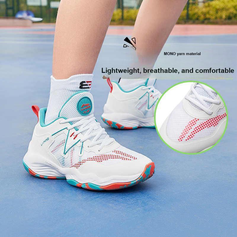 Li-Ning Баскетбольные кроссовки Cloud Lightweight Anti-Kick Shock Absorbment Breathable Balance Support Mid Top Kids White Green YKBS034-11