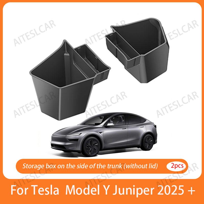 Trunk Organizer For New Tesla Model Y Juniper Launch Refresh 2025 Rear Trunk Storage Bins Side Box Organiser TPE Accessories
