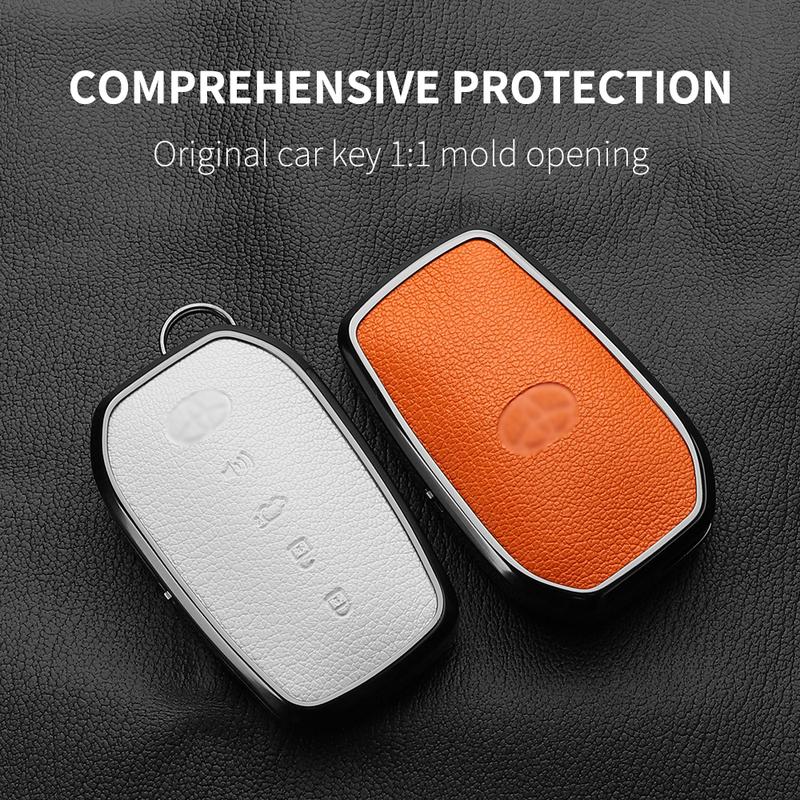 Metal And Goatskin Car Key Case Cover For Toyota Sequoia Cross Fortuner Prius Venza Alphard Vellfire Sienna Tundra Mirai Yaris