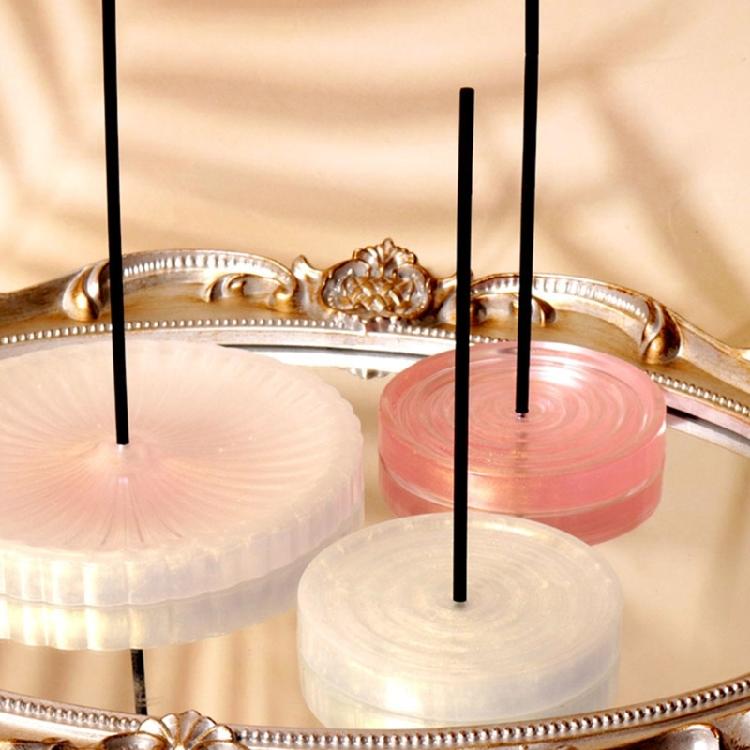 Crystal Epoxy Mold Incense Stick Holder Resin Molds Round Jewelry Tray Mold