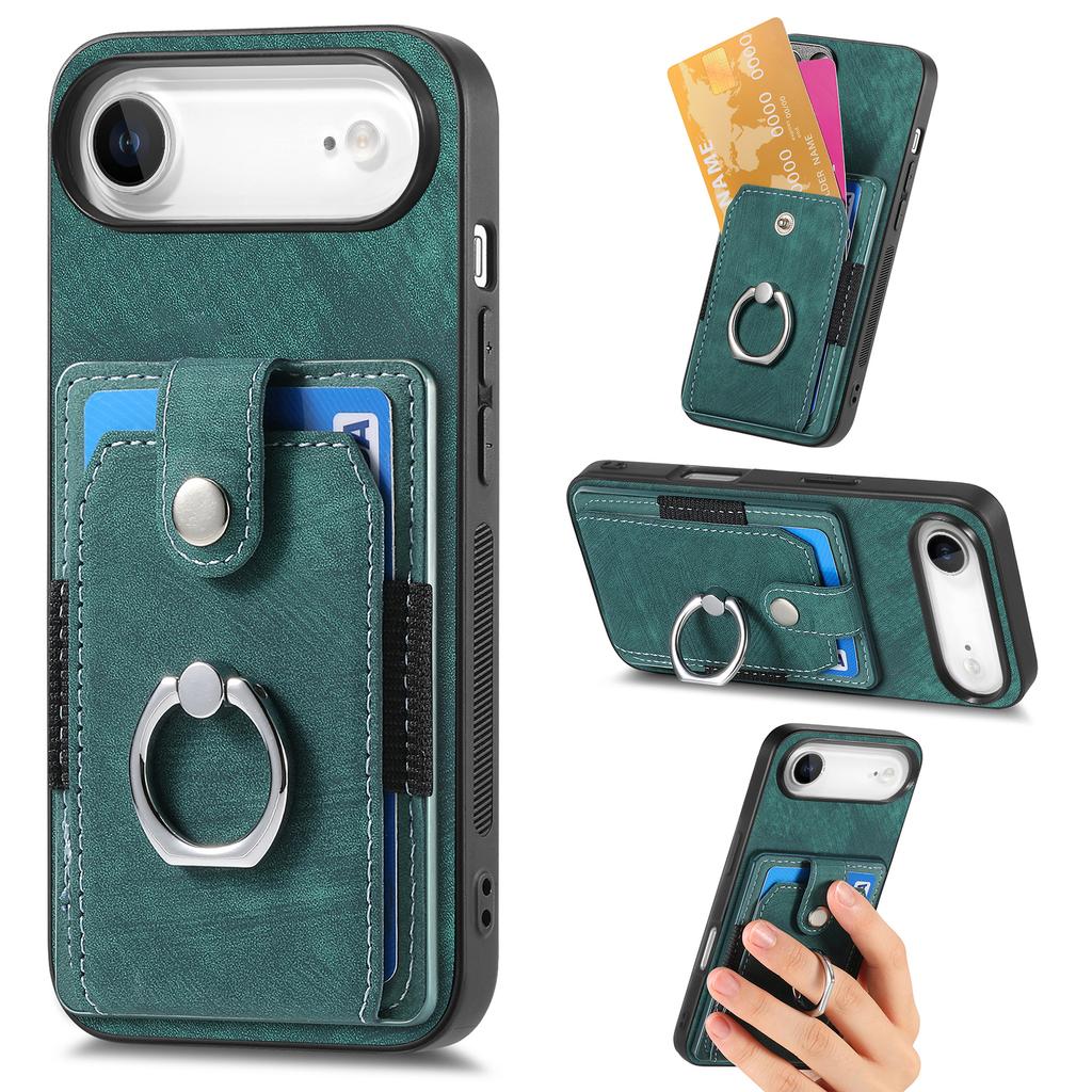 For iPhone Air Phone Case Leather Back Cover with Card Slots Kickstand
