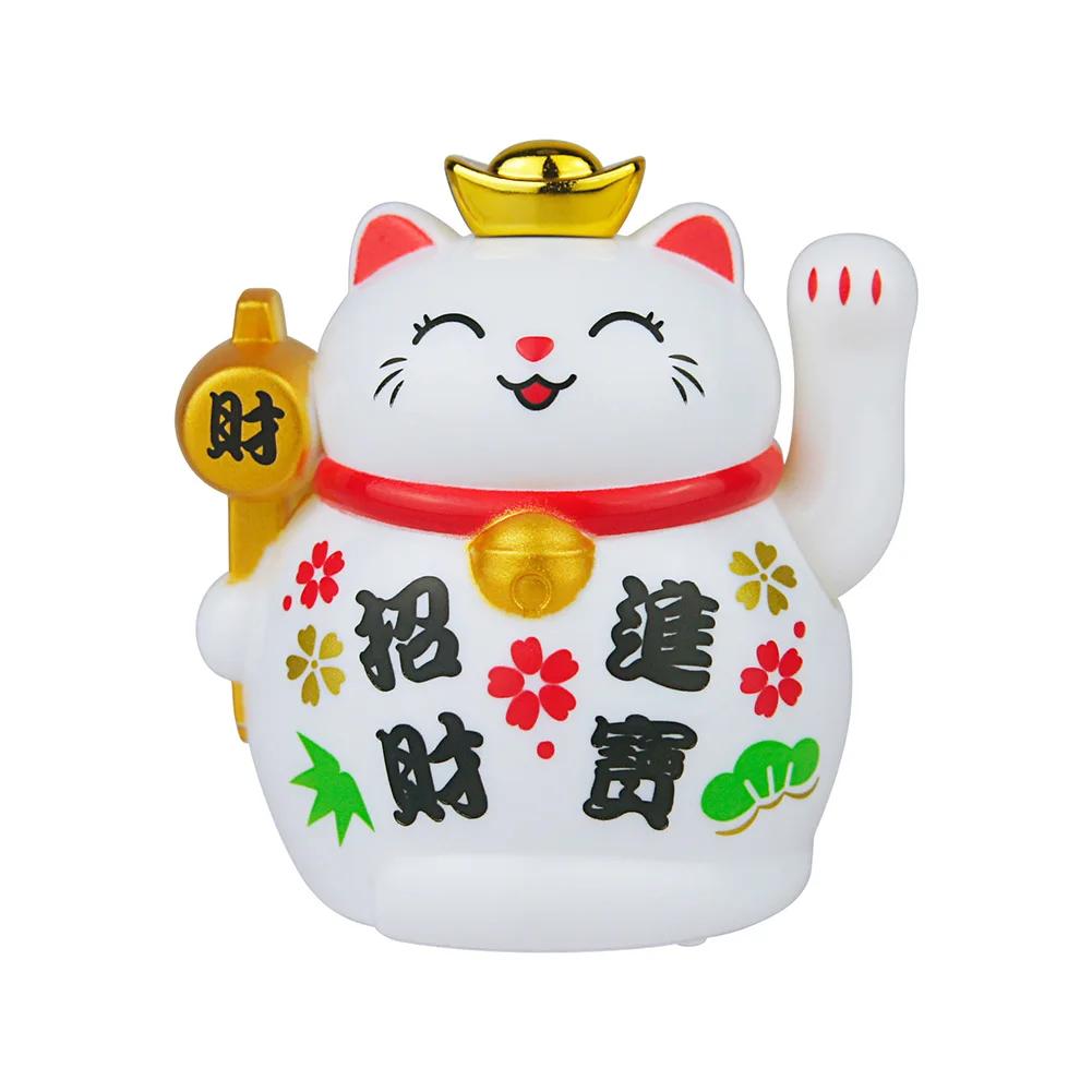 Solar Powered Lucky Cat Car Ornament Cartoon Wealth & Prosperity Cat Doll Auto Dashboard Decoration Cute Waving Car Accessories