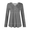 Women's Fashion Casual Long Sleeve Shirt Color Stripes Printed V Neck Up Tops