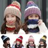 2PCS/Set Warm Scarf Set Neck Protection Beanies Hat Winter Knitted Hat  Women