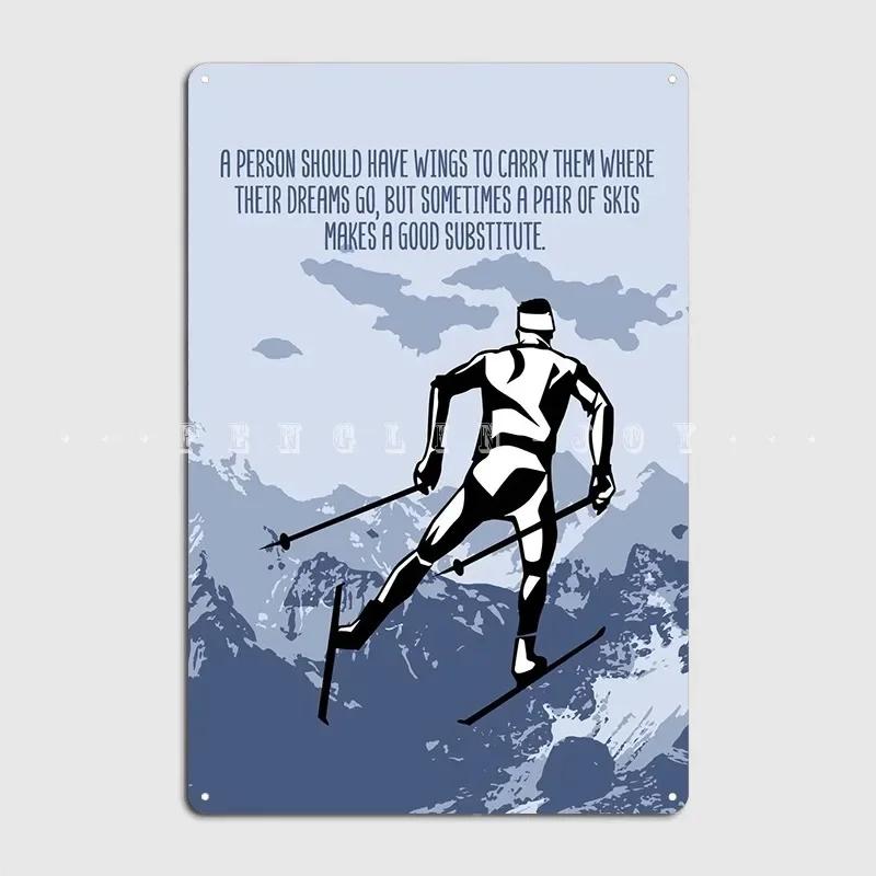 Ski Winter Sports Wall Art Metal Plaque Poster Wall Mural Custom Party Wall Plaque Tin Sign Poster