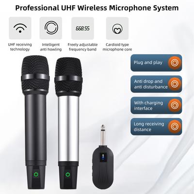 Профессиональная беспроводная микрофонная система UHF с ручным беспроводным микрофоном и приемником