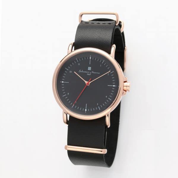 Authentic Salvatore Marra Wristwatch, SM22104-PGBK, Water Resistant, Leather Strap, NATO Style [Parallel Import]