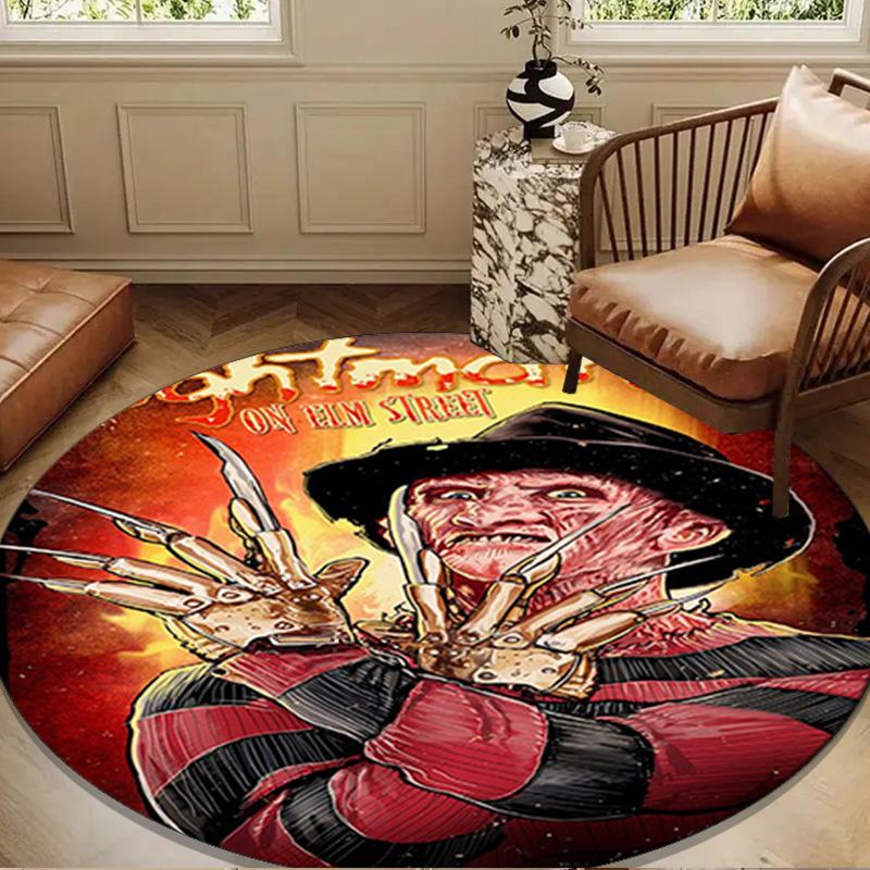Horror Movie Characters Round Rug for Livingroom,Bedroom, Palyroom, Chair Rug, Area rug, Circle Carpet, Large Size Fan Christmas gift