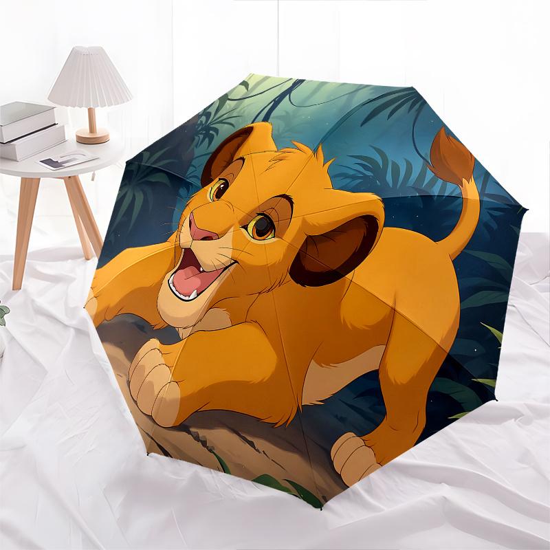 1 Auto Open Lion King, Simba Themed Colorful 8-rib Portable Umbrella for Men and Women, A Compact Commuting Companion Suitable for Daily Dri