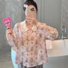 Женская пижама из ледяного шелка в пасторальном стиле с принтом кролика, с длинными рукавами и брюками, шелковая, с кукольным воротником, сладкая одежда для отдыха, можно носить на улице