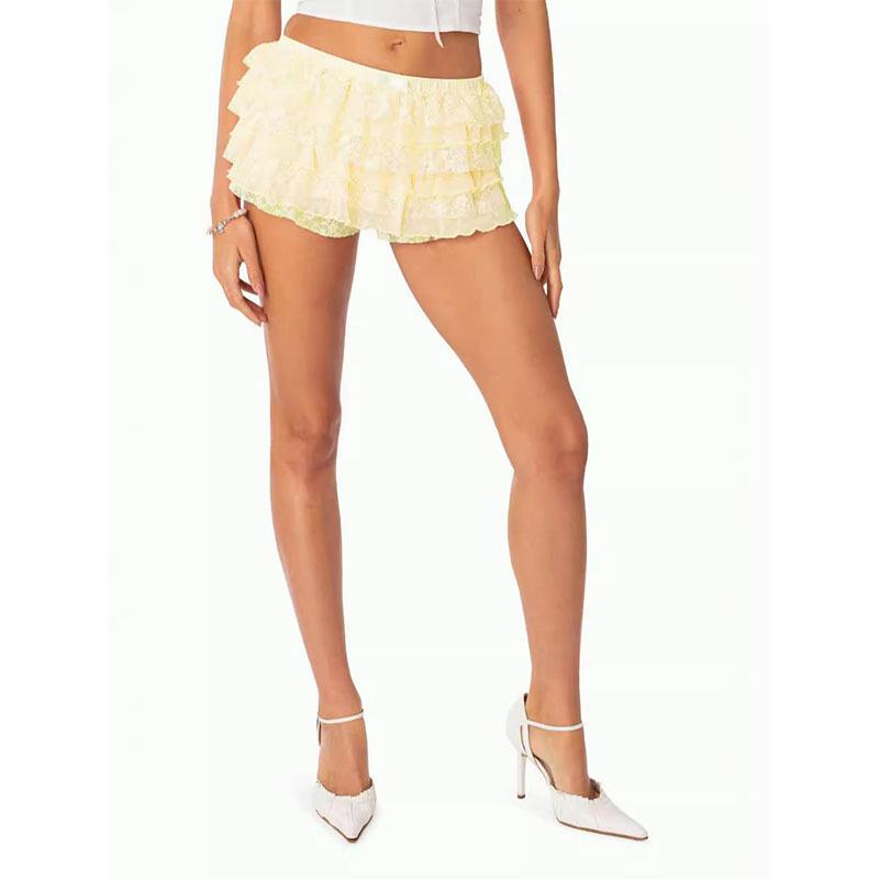 Трендовые кружевные многослойные брюки-юбка 2025 - Сексуальное и стильное мини для пикантного образа (ОК83)