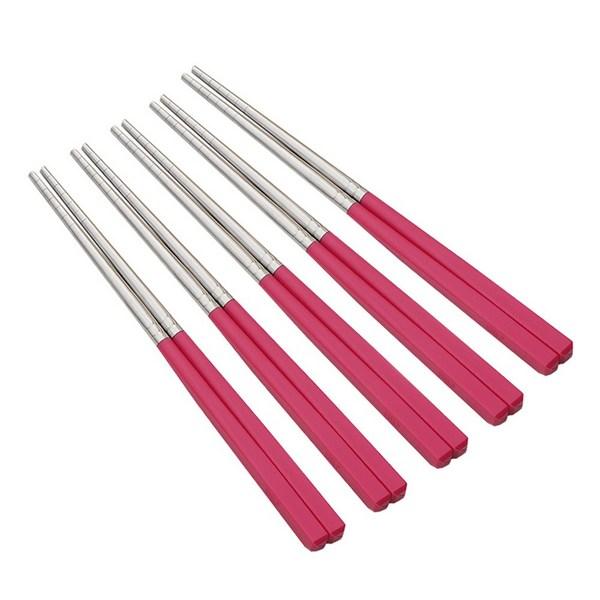 Детские палочки для еды Raonnuri Pick Me Color Basic, ярко-розовые, 5 шт.