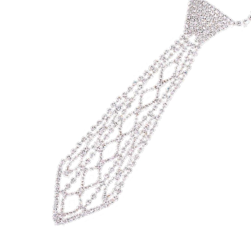 Elegant Tie Necklace with Sparkling Rhinestones for Formal Occasion Uniform Tie Punk Jeweled Chain Tie