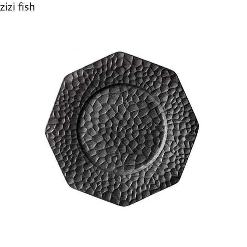 Ceramic Dinner Plate Restaurant Irregular Texture Flat Plate Steak Plate Pasta Plates Dessert Plates Snack Plates Home Tableware