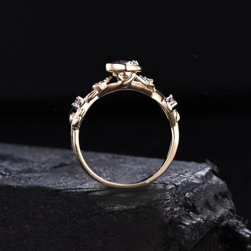 Cold Wind Moon Star Flower Colorful Zircon Crystal Women's Fashion Jewelry Ring