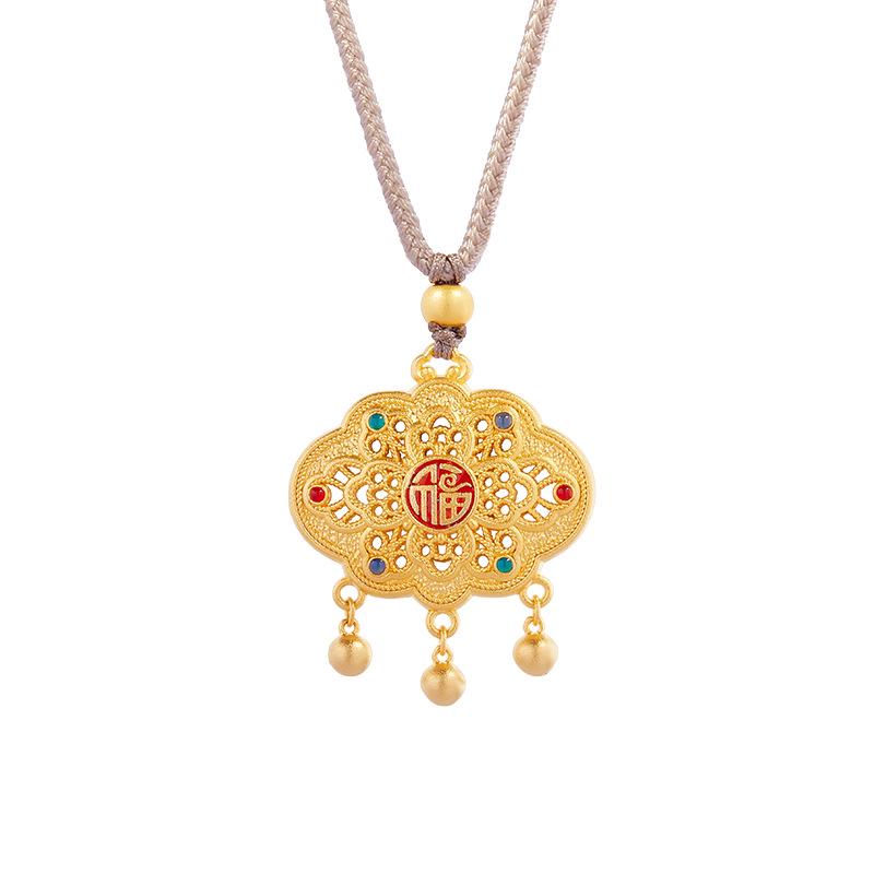 Подвеска-ожерелье из стерлингового серебра с ажурным цветком и благоприятным облаком для женщин - Высококлассный новый китайский стиль.