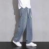 Ретро джинсы в гонконгском стиле для мужчин, летние свободные прямые брюки с широкими штанинами, мужские, для подростков, красивые повседневные брюки