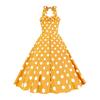 Женское винтажное платье 50-х годов в стиле ретро, ​​трапециевидной формы, без рукавов, с точечным принтом, контрастного цвета, эластичный бюст, повод для шеи, высокая узкая талия, открытая спина, длина до колена