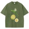 Retro Lemon Printing Washed T-Shirt Womens Cotton T Shirts C