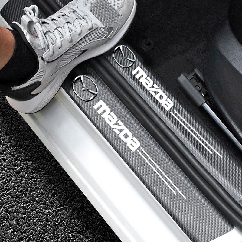 Car Door Plate Carbon Fiber Threshold Protector Sticker Decals for Mazda 3 bk bl 323 Axela Atenza CX-3 CX-4 CX5 CX-7 Accessories
