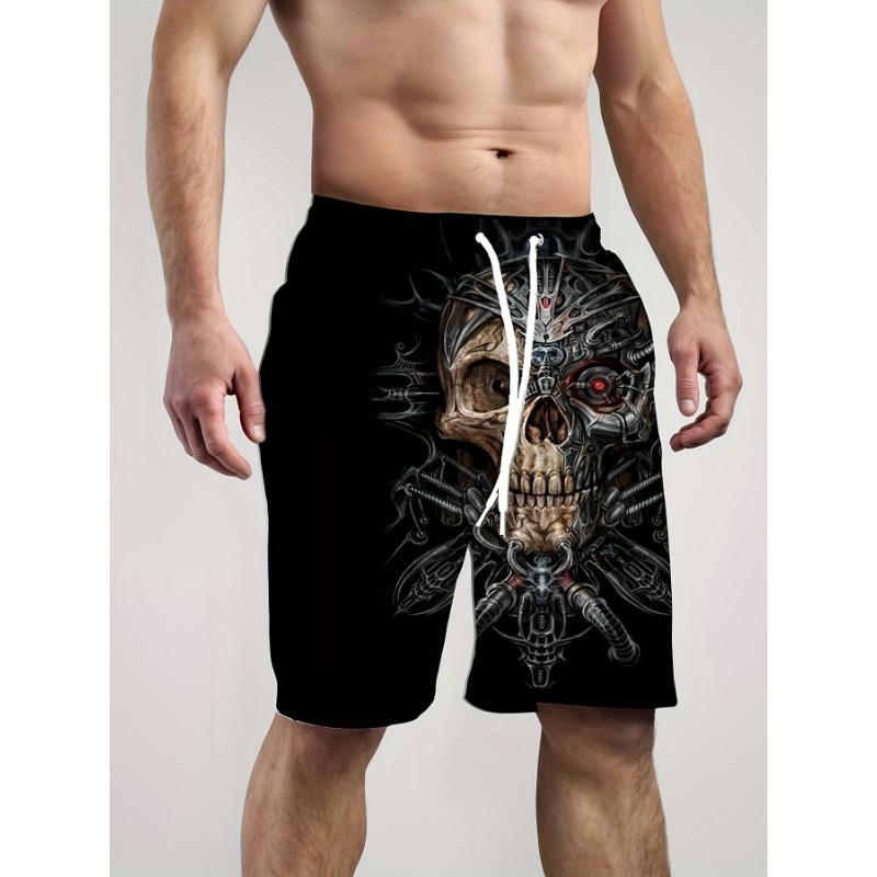 Summer 3D Skull Pattern Print Shorts Fashionable Casual Beach Men's Shorts