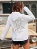 Love Like Jesus Simple Letter Printed Hoodie Women Warm Fleece Hoody Fashion Casual Hooded Autumn Loose Round Neck Woman Clothes