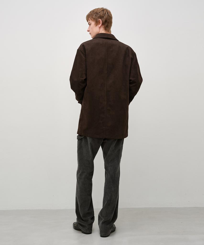 INSILENCE Poe Suede Car Coat Brown