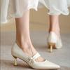 French High Heels Women's 2025 Autumn New Pointed Toe Small Heel Mary Jane Women's Shoes Fairy Style Bride Bridesmaid Wedding Shoes