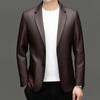 Мужской повседневный кожаный пиджак 2024 года – модная куртка на весну/осень для людей среднего возраста