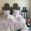 French Style Bedding Set Princess Duvet Cover Set Cotton Chiffon Lace Ruffle Comforter Sets Luxury Girls Wedding