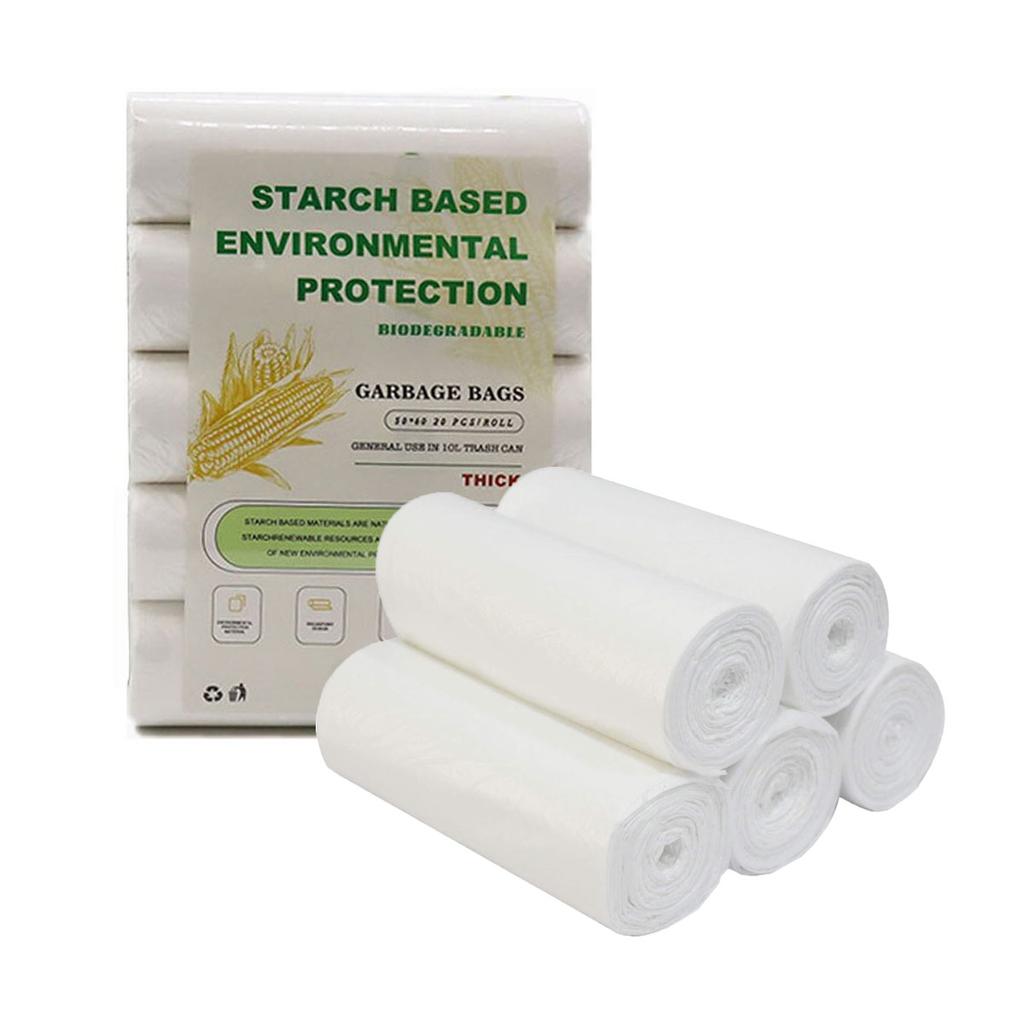 Small Trash Bags 4-Gallon Biodegradable - 100 Counts/ 5 Rolls Recycling and Degradable Garbage Bags Trash Can Liners for Bathroom Kitchen and Office
