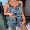 Summer Women's Pajama Two-piece Set, Sexy and Casual Halter Top and Shorts, Home Wear Set