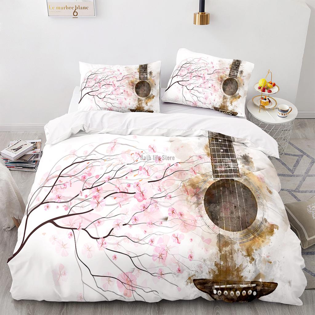 Модный постельный комплект Пианино Гитара 3D принт Музыка Пододеяльник с наволочкой Постельные принадлежности для дома Декор спальни Комплект пододеяльника