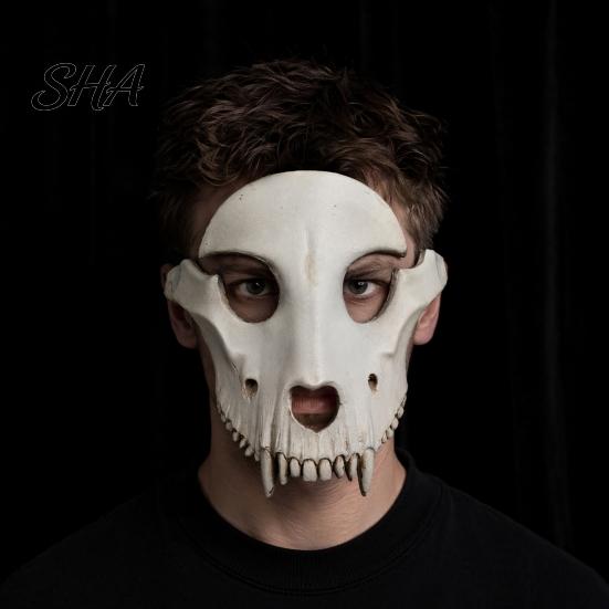 Realistic Sheep Skull Masque Halloween Head Masque, Full Face Cosplay Accessory, Spooky Scary Animal for Masquerade Party 3D