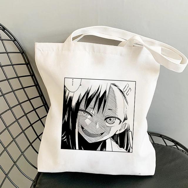 Сумки-шопперы с героями мультфильмов, японское аниме, забавные, пожалуйста, не запугивайте меня, сумки Nagatoro, сумки на плечо, парусиновая женская большая сумка для покупок