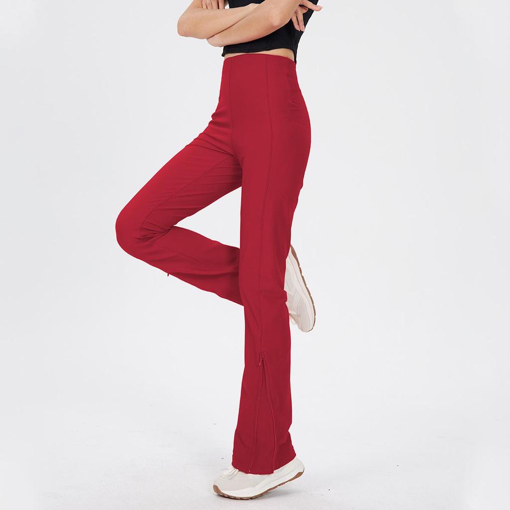 Lu New Threaded High-Waist Bell-Bottom Yoga Pants - Hip Lift, Slimming, All-Match, High Elasticity, Comfortable for Indoor or Outdoor Wear.