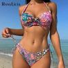 S- XL Sexy Printed Underwired Halter Bikini Women Swimwear Female Swimsuit Two-pieces Bikini Set Bather Bathing Suit Swim