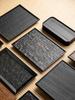 A Japanese-style Charcoal-fired Tea Tray Made of Ash Wood, a Rectangular Dry-brewing Tea Stand, and a Small Tea Tray