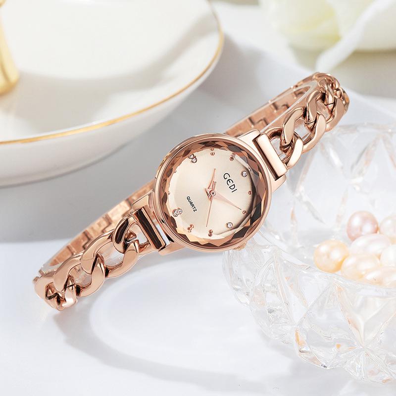 Gedi Fashion Градиентный циферблат Женские джинсовые часы-цепочка Водонепроницаемые кварцевые часы