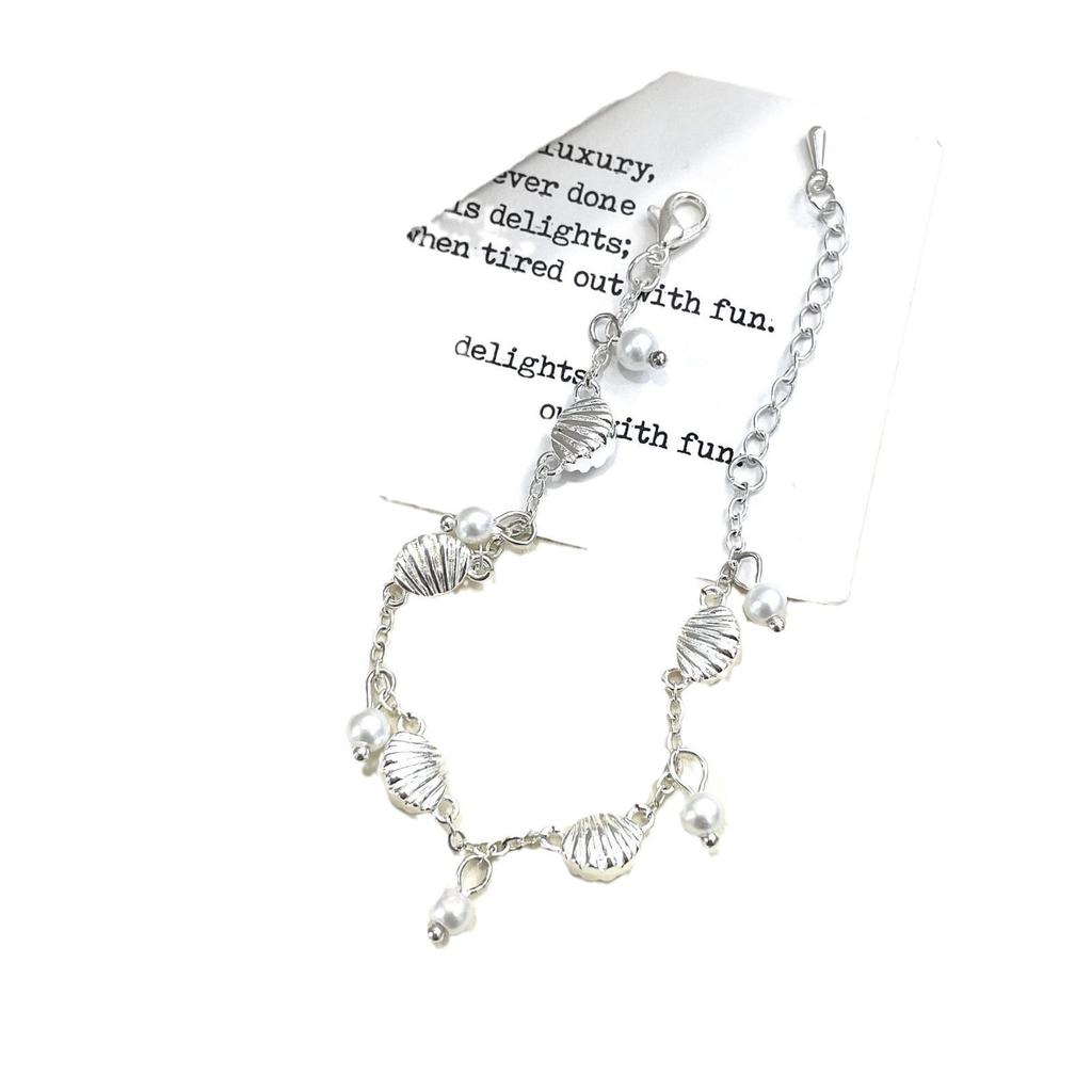 Элегантный ретро-браслет из жемчужных ракушек: Простые, модные и универсальные серебристо-белые украшения для женщин