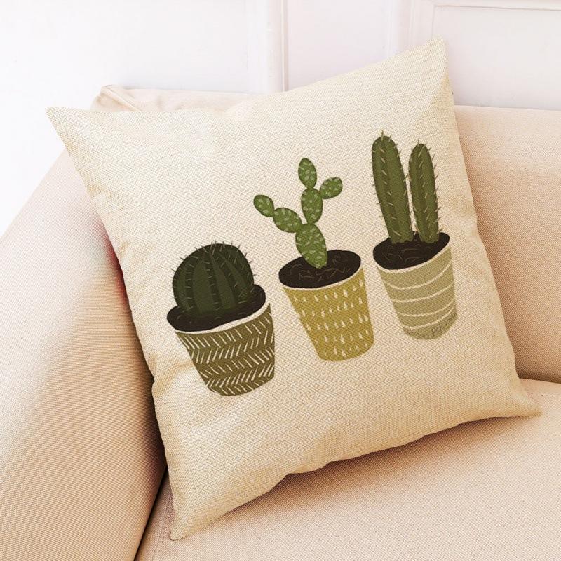 Creative Cactus Potted Plant Throw Pillow Covers With Digital Printing Of Short Plush Fabric Car-Shaped Sofa Cushion Home Decor