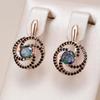 Hollow Pinwheel Geometric Black Zircon Drop Earrings Fashion Women Golden Jewelry Personality Colorful Zircon Accessories