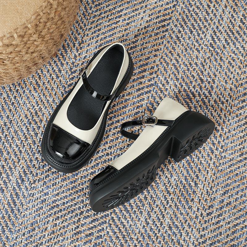 Туфли Мэри Джейн маленькие ароматные женские весна 2025 новые с открытым вырезом ретро цветные маленькие кожаные туфли милые на толстом каблуке женские туфли