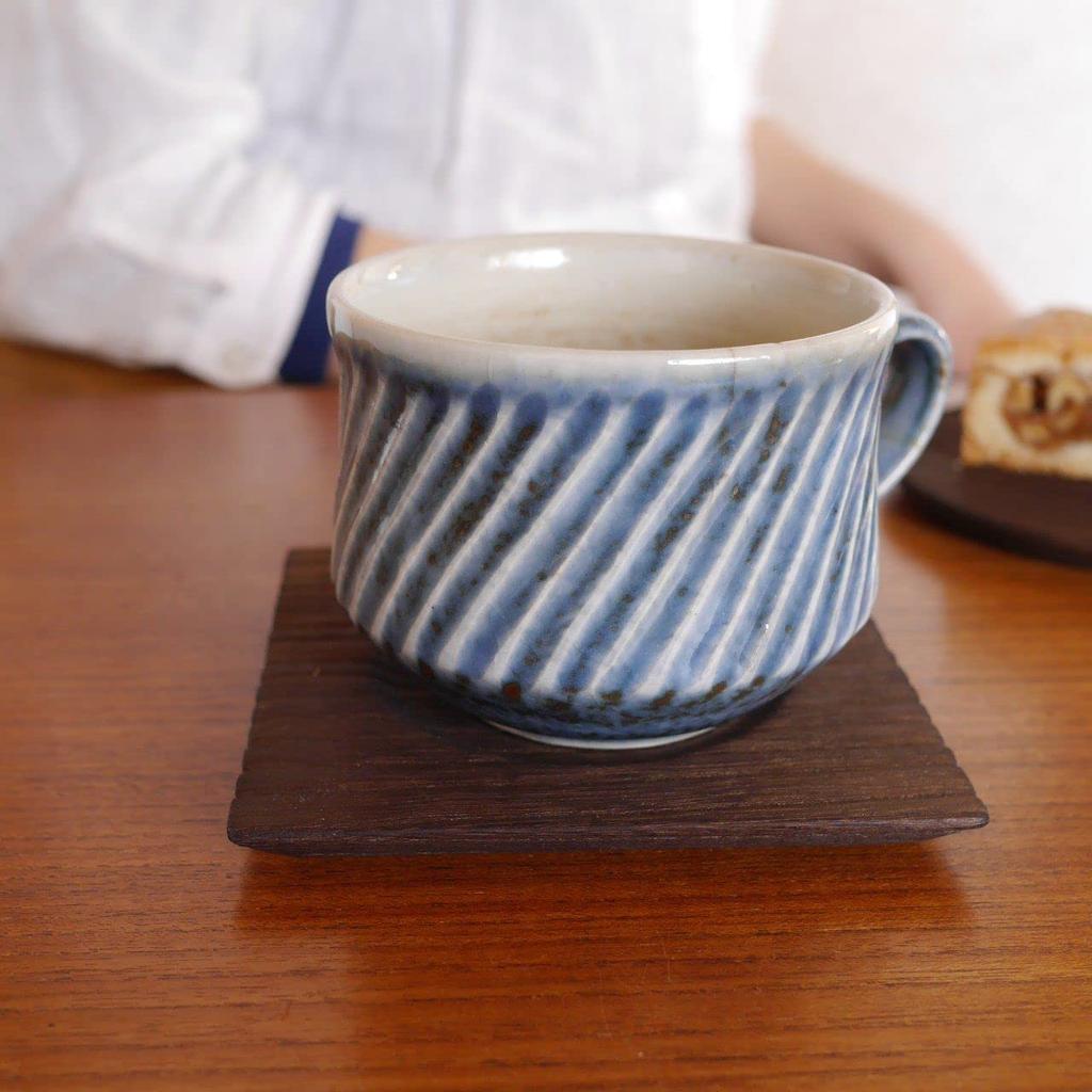 Square coaster, plain, made in Japan from burnt paulownia wood by Kanazawa Paulownia Crafts, Iwamoto Kiyoshi Shoten