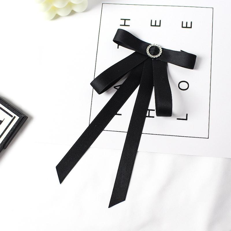 Черная бабочка со стразами, броши-бантики для женщин, корсаж для воротника рубашки, ювелирные изделия, одежда и аксессуары