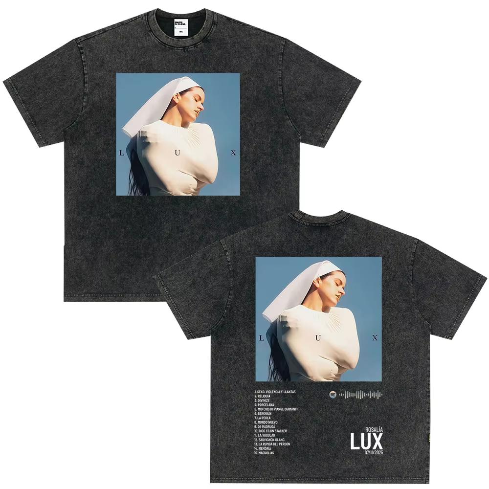 Винтажная стираная футболка с графическим принтом Singer Rosala LUX Ablum Мужская Женская Модная Одежда Футболка Повседневная Хип-хоп Оверсайз Футболки