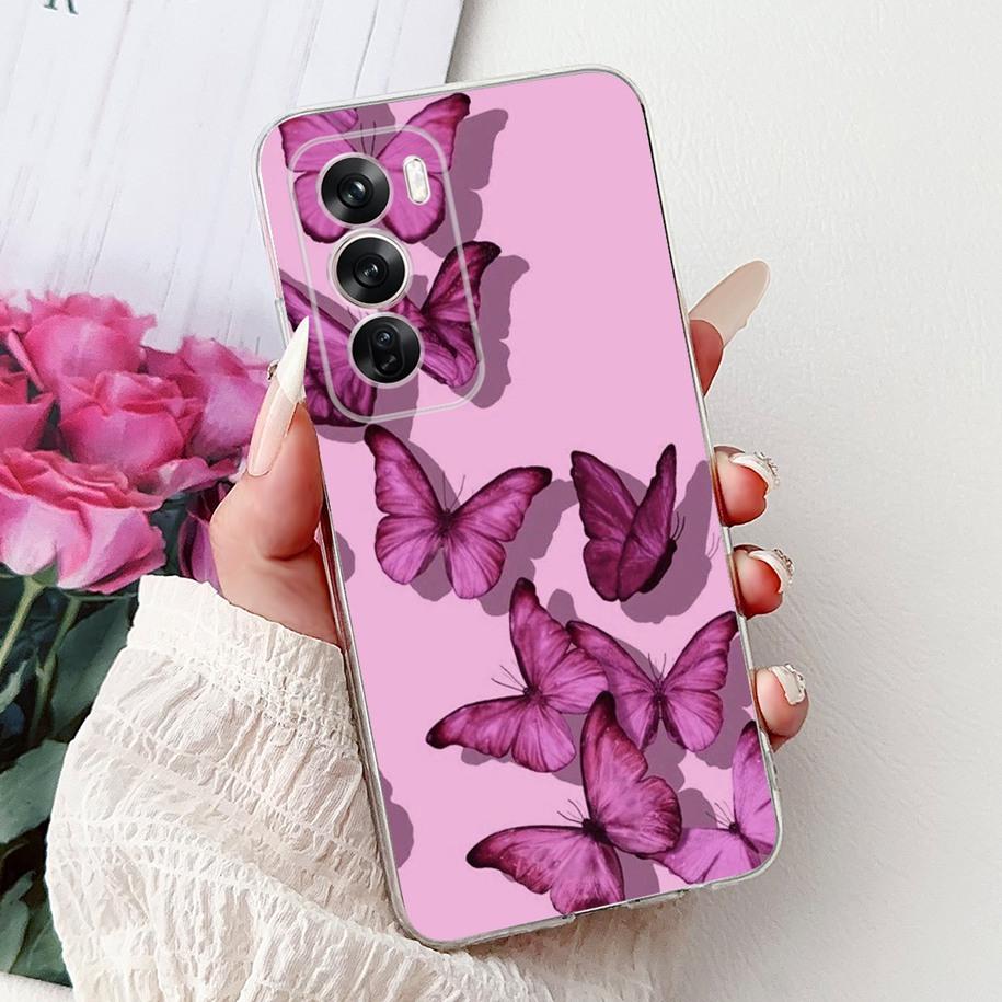 For OPPO Reno12 Pro 5G Case CPH2629 Cover Transparent Silicone Fashion Butterfly Soft Case For Reno 12 CPH2625 Reno 12Pro Fundas
