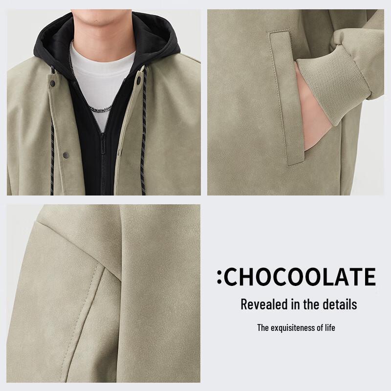 :CHOCOOLATEit Men's American Style Hooded Patchwork Jacket